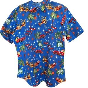 Men's Blue Christmas Print Shirt